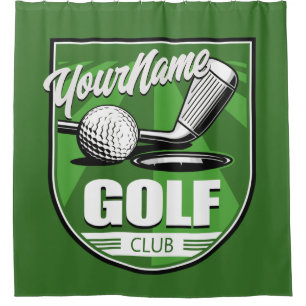 Rideaux De Douche Golf Club NAME Pro Golfer Player Personnalisé