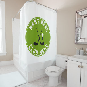 Rideaux De Douche Golf clubs croisés, balle et vert nom
