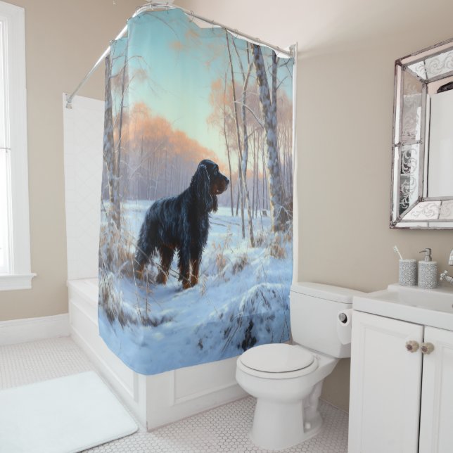 Rideaux De Douche Gordon Setter Laisse Il Neige Noël (En situation)