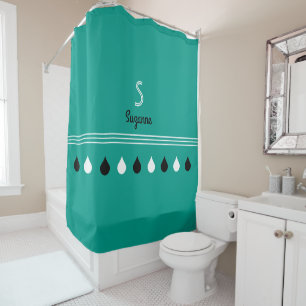 Rideaux De Douche gouttes de pluie noir/blanc avec monogramme person
