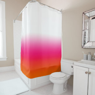 Rideaux De Douche Gradient blanc rose et orange