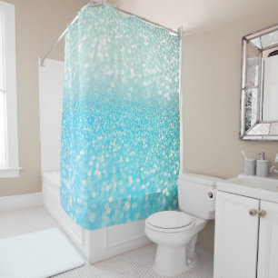 Rideaux De Douche Gradient bleu de parties scintillantes d'été de