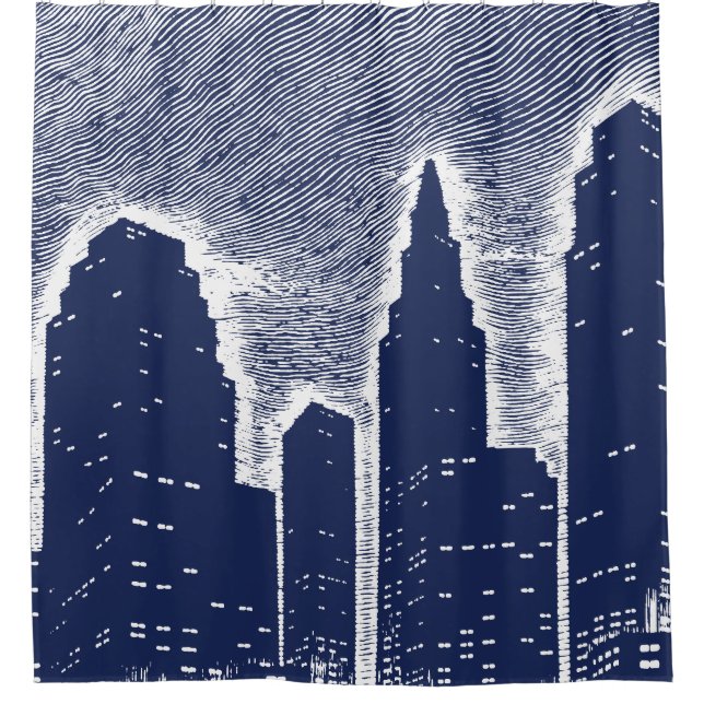 Rideaux De Douche Grand City Night Lights cityscape skyline (Devant)