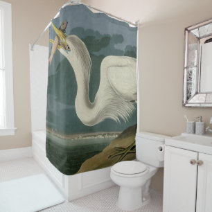 Rideaux De Douche Grand héron blanc, des Oiseaux d'Amérique d'Audubo