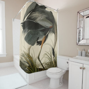 Rideaux De Douche Grand héron bleu des oiseaux d'Amérique d'Audubon