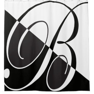 Rideaux De Douche Grand monogramme élégant noir et blanc de la