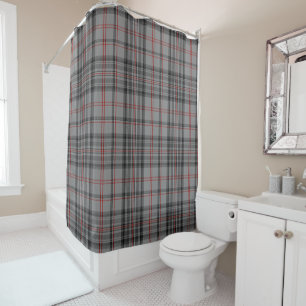 Rideaux De Douche Grand motif rouge de Taupe de plaid de tartan et