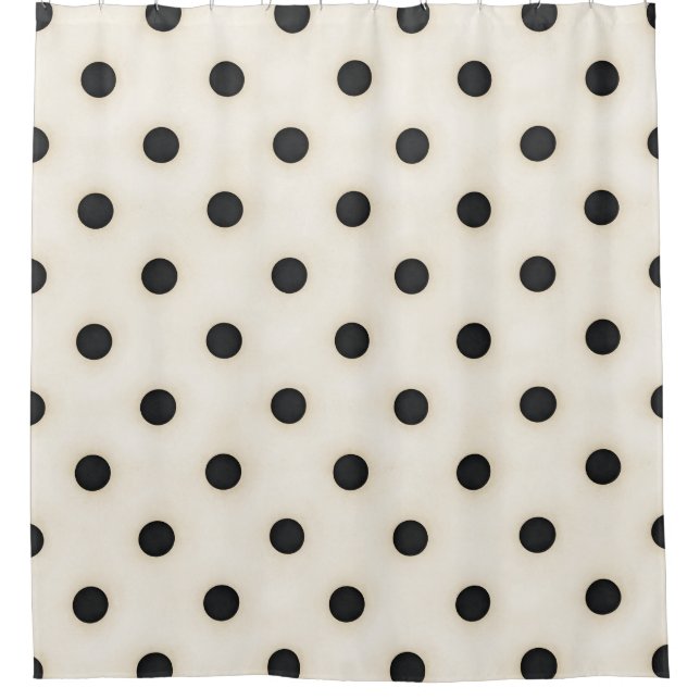 Rideaux De Douche Grand Pois noir et blanc antique (Devant)