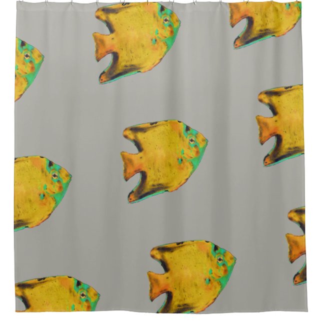 Rideaux De Douche grand poisson jaune tropical (Devant)