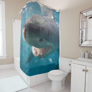 Rideaux De Douche Grand requin blanc sous l'eau gros portrait