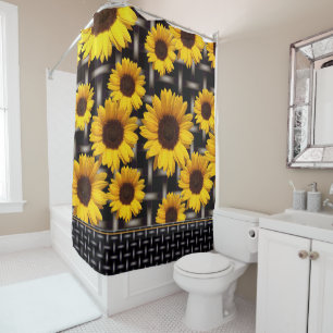Rideaux De Douche Grand Tournesol Jaune Motif de réseau industriel