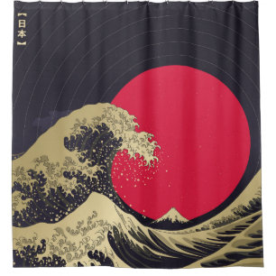 Rideaux De Douche "Grande vague de kanagawa". Hokusai, vague japonai