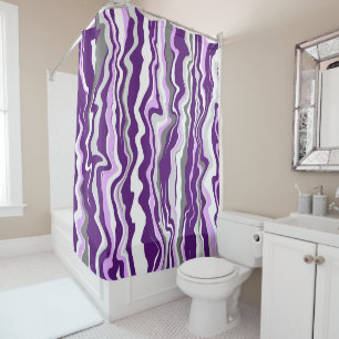 Rideaux De Douche Grandes bandes d'art fluides en marbre violet    