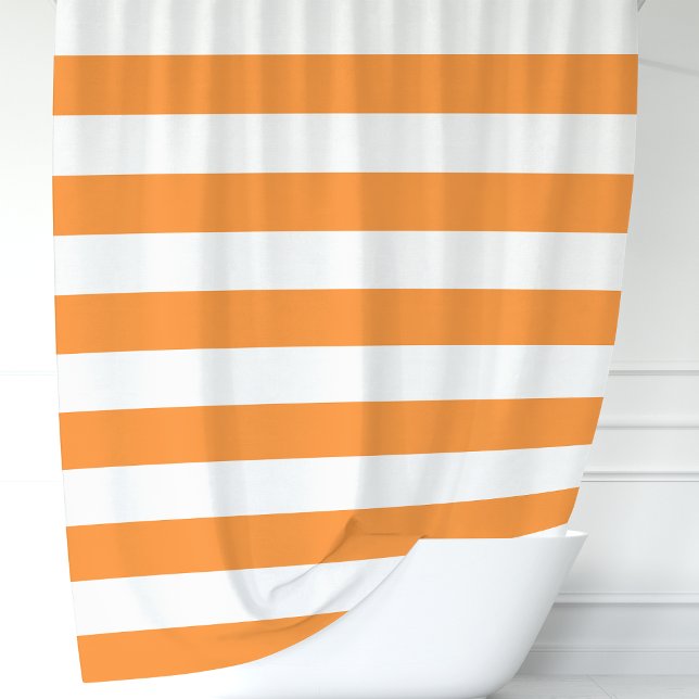 Rideaux De Douche Grandes bandes orange et blanche modernes (Créateur téléchargé)