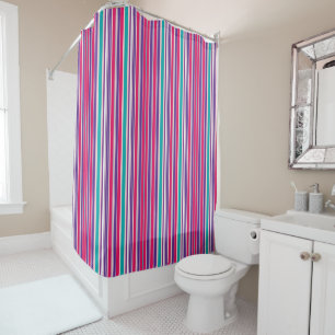 Rideaux De Douche Grandes bandes verticales violettes, roses et turq