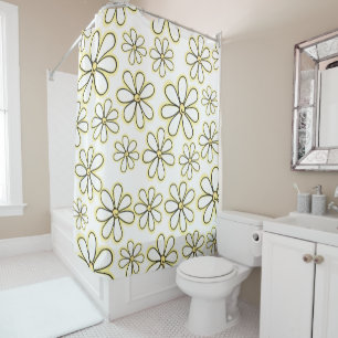 Rideaux De Douche Grandes marguerites jaunes blanches aigris