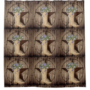 Rideaux De Douche grange rustique fleur sauvage cowboy western star