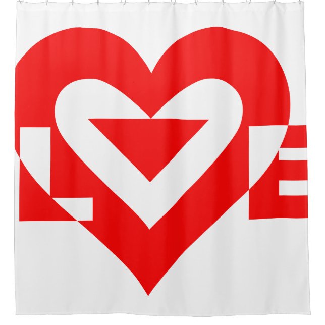 Rideaux De Douche Graphique d'amour cool, Rouge (Devant)