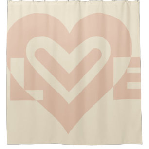 Rideaux De Douche Graphique d'amour mignon en beige