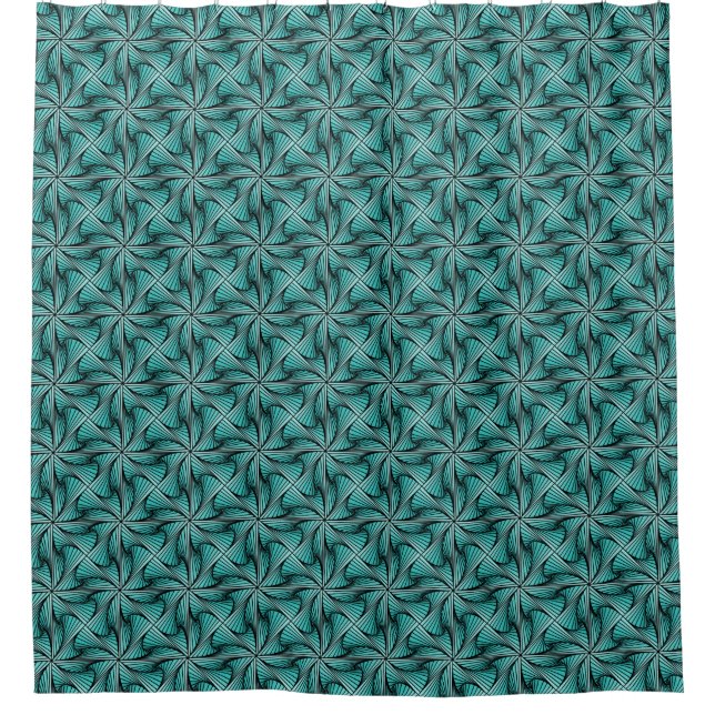 Rideaux De Douche Graphique géométrique 3D pivotante Turquoise vert (Devant)