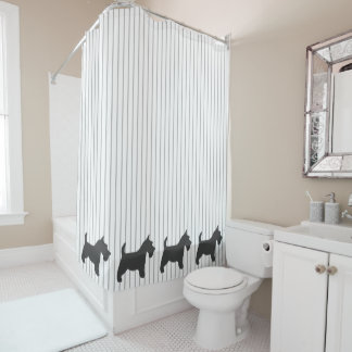 Rideaux De Douche Graphite Terrier sur les rayures grises