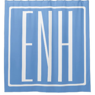 Rideaux De Douche Gras moderne 3 initiales Monogramme Bleu doux