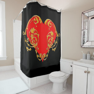 Rideaux De Douche Gras Romantique Saint Valentin Rouge Goth Coeur