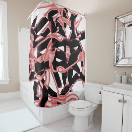 Rideaux De Douche Gravures saumons et noires, cassettes détruites su