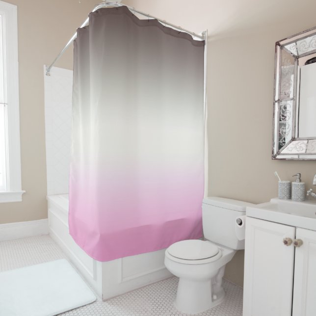 Rideaux De Douche Gray rose ombre (En situation)