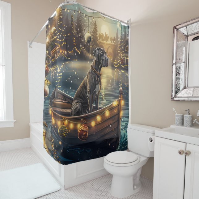 Rideaux De Douche Great Dane Christmas Festive Voyage (En situation)