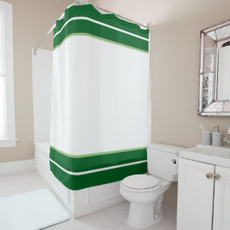 Rideaux De Douche Green And White Shower Curtain