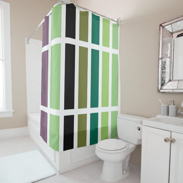 Rideaux De Douche Green purple Black Hues (En situation)