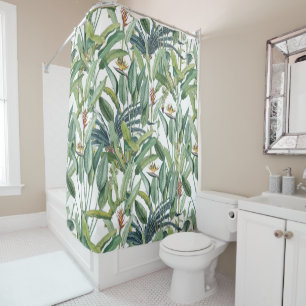 Rideaux De Douche Green Tropical Jungle Banana Tree Strelitzia