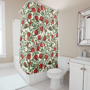 Rideaux De Douche Grenades et papillons Bella sur blanc