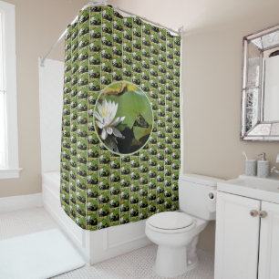 Rideaux De Douche Grenouille Admirant L'Eau Lily Nature