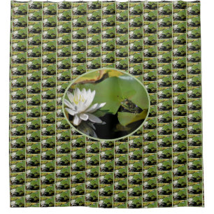 Rideaux De Douche Grenouille Admirant L'Eau Lily Nature