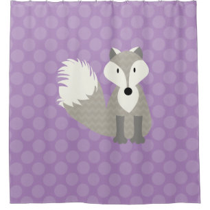 Rideaux De Douche Grey Fox sur Lavender Pois