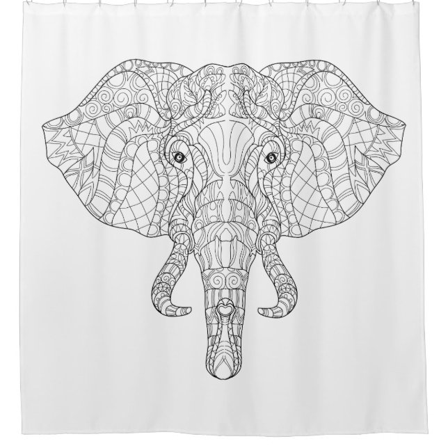 Rideaux De Douche Griffonnage 2 de tête d'éléphant (Devant)