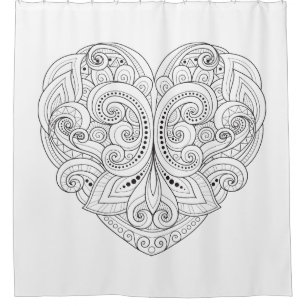 Rideaux De Douche Griffonnage abstrait de coeur
