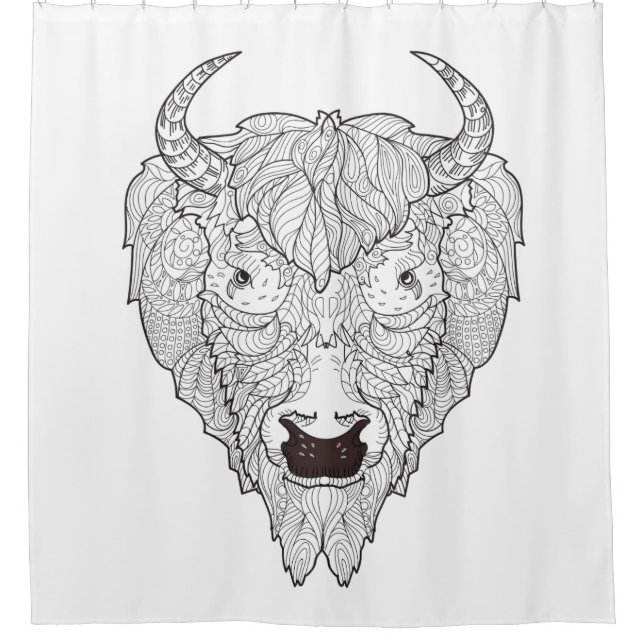 Rideaux De Douche Griffonnage de tête de bison (Devant)