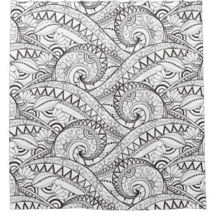 Rideaux De Douche Griffonnage floral détaillé de motif