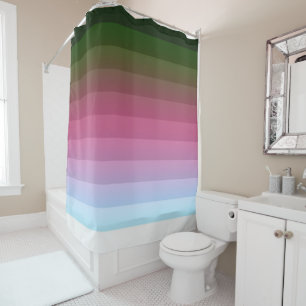 Rideaux De Douche Grille ombre rayée doublée doux bleu multicolo