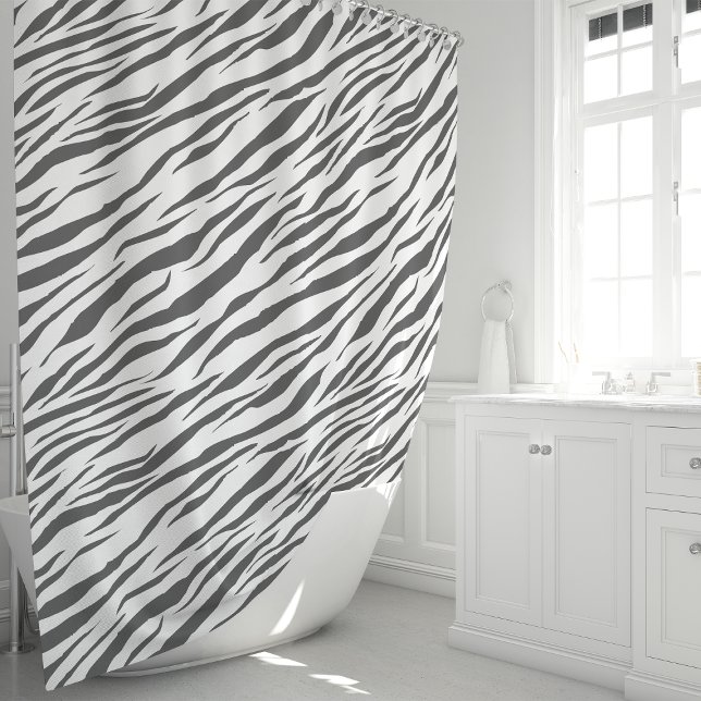 Rideaux De Douche Gris et blanc Zebra Stripes Motif (Créateur téléchargé)