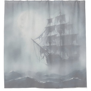 Rideaux De Douche Gris, Gris Brouillard Pirate Navire 2