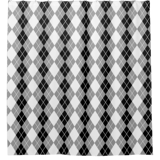 Rideaux De Douche Gris noir blanc Jacquard Diamant Design (Devant)