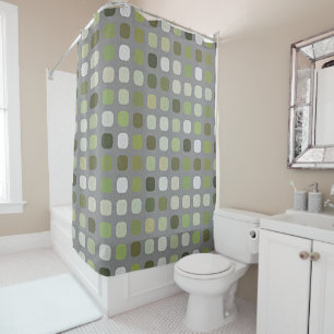 Rideaux De Douche Gris Sage Olive Green Round Carrés Art