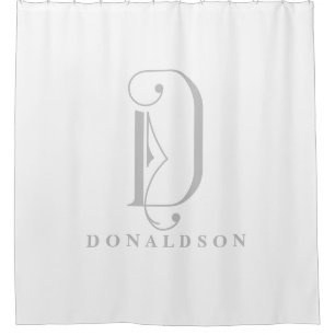 Rideaux De Douche Gris sophistiqué avec Monogramme élégant D Personn
