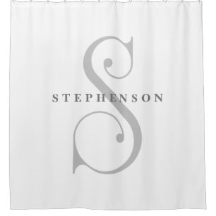 Rideaux De Douche Gris sophistiqué avec Monogramme élégant S Personn