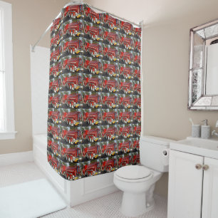 Rideaux De Douche Gros Moteur de feu rouge,