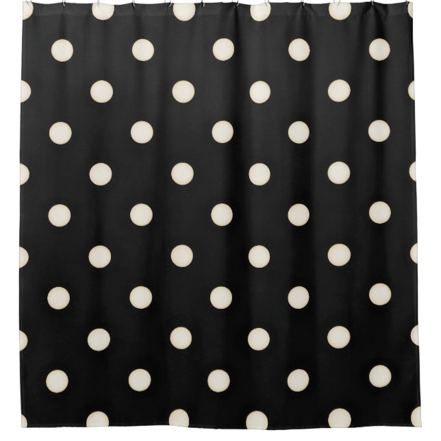 Rideaux De Douche Gros Pois d'antiquité blanc et noir (Devant)